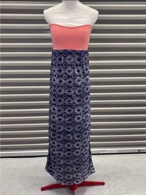 Roxy Y2K Tube Top Colorblocked Maxi Dress SZ.XS Coastal Cowgirl Surf Chic Boho